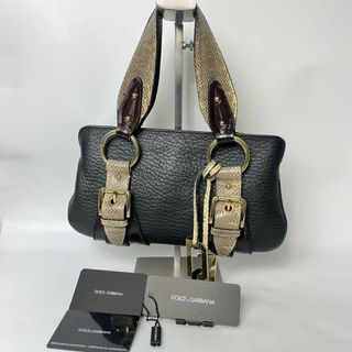 ドルチェアンドガッバーナ(DOLCE&GABBANA)の【美品】ドルチェ&ガッバーナ　パイソン×レザー　ホーボー　ハンドバッグ(ハンドバッグ)