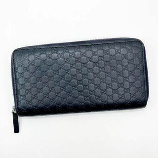 グッチ(Gucci)のグッチ シマ ラウンドファスナー ラウンドジップ ネイビー 長財布 a-553(長財布)