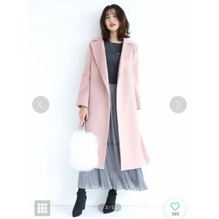 ジャスグリッティー(JUSGLITTY)の本日限定お値下げ🤍ジャスグリッティー  ベルテッドロングコート　ピンク　サイズ2(ロングコート)