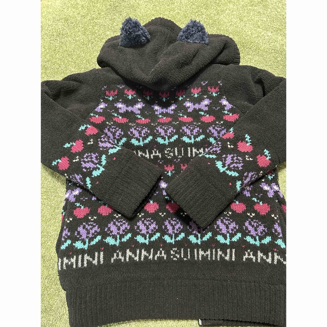 ANNA SUI mini(アナスイミニ)の🌼アナスイミニ　裏ボアネコフェイスつきモールニットフルジップパーカーS🌼 キッズ/ベビー/マタニティのキッズ服女の子用(90cm~)(ジャケット/上着)の商品写真