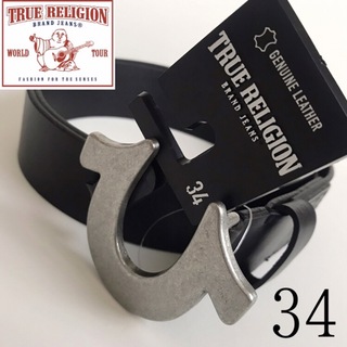 トゥルーレリジョン(True Religion)のレア【新品】トゥルーレリジョン USA メンズ 本革 レザー ベルト 黒 34(ベルト)