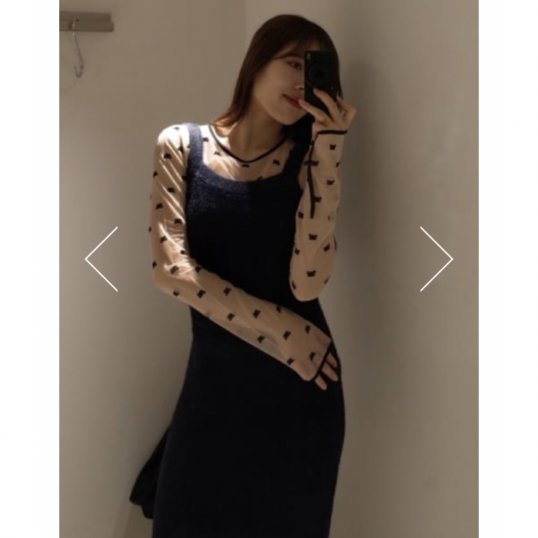 SLY(スライ)のMICHIXSLY SHEER MOTIF トップス♡ベージュ レディースのトップス(Tシャツ(長袖/七分))の商品写真