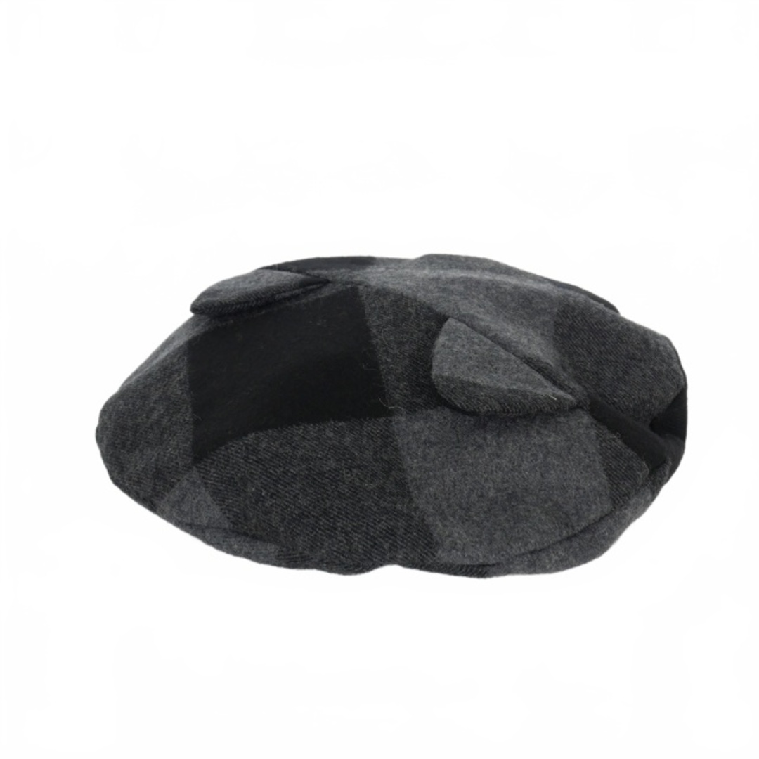Maison Michel(メゾンミッシェル)のメゾンミッシェル ネコ耳 猫耳 チェック柄 ベレー帽 帽子 M 黒 ブラック レディースの帽子(その他)の商品写真