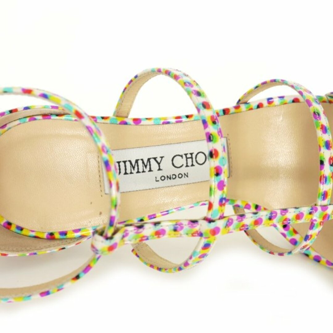 JIMMY CHOO(ジミーチュウ)のジミーチュウ DORY85 Tストラップ サンダル ヒール ドット柄 34.5 レディースの靴/シューズ(サンダル)の商品写真