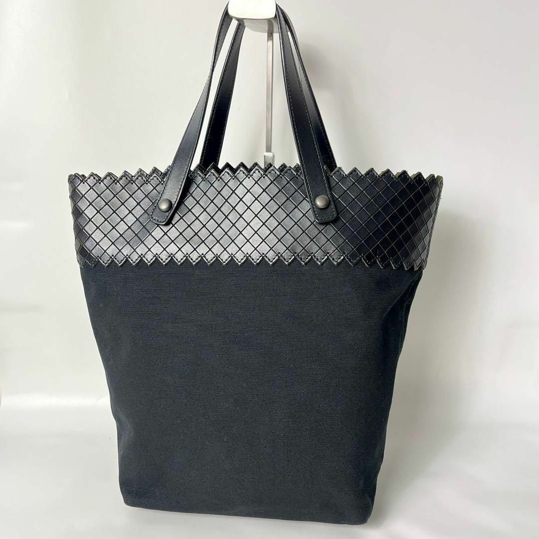 BOTTEGAVENETA トート ハンドバッグ キャンバス レザー ブラック