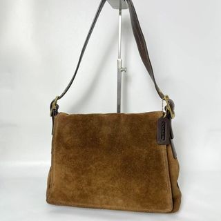 コーチ(COACH)の【美品】コーチ　スエード×レザー　ブラウン　メッセンジャーバッグ　ショルダー(ショルダーバッグ)