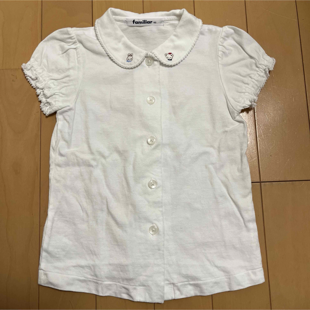 familiar(ファミリア)のfamiliar 半袖パフスリーブ白ブラウス キッズ/ベビー/マタニティのキッズ服女の子用(90cm~)(ブラウス)の商品写真