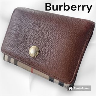 BURBERRY - バーバリー ハートスタッズ チェック柄 ラウンドファスナー