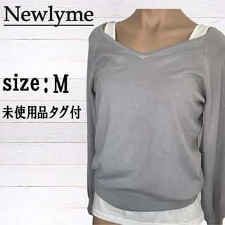 ニューリーミー(Newlyme)の【Newlyme】レディース Vネック ニット トップス シルクタッチ(ニット/セーター)