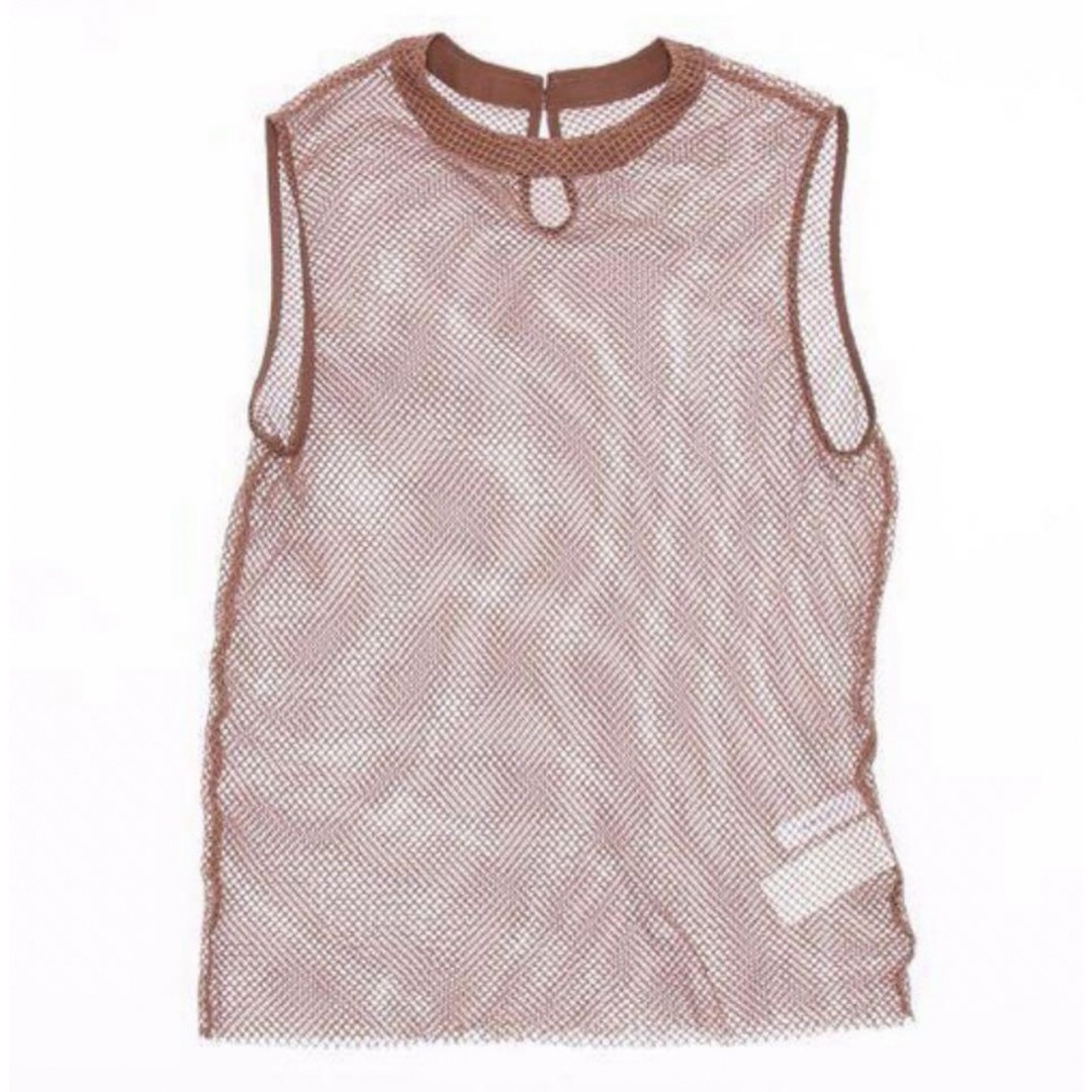 Ameri VINTAGE(アメリヴィンテージ)のMESH LAYERED WAFFLE TUNIC TOP ブラウン レディースのトップス(カットソー(半袖/袖なし))の商品写真