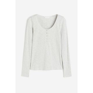 エイチアンドエイチ(H&H)のH&M リブヘンリーネックトップス(カットソー(長袖/七分))