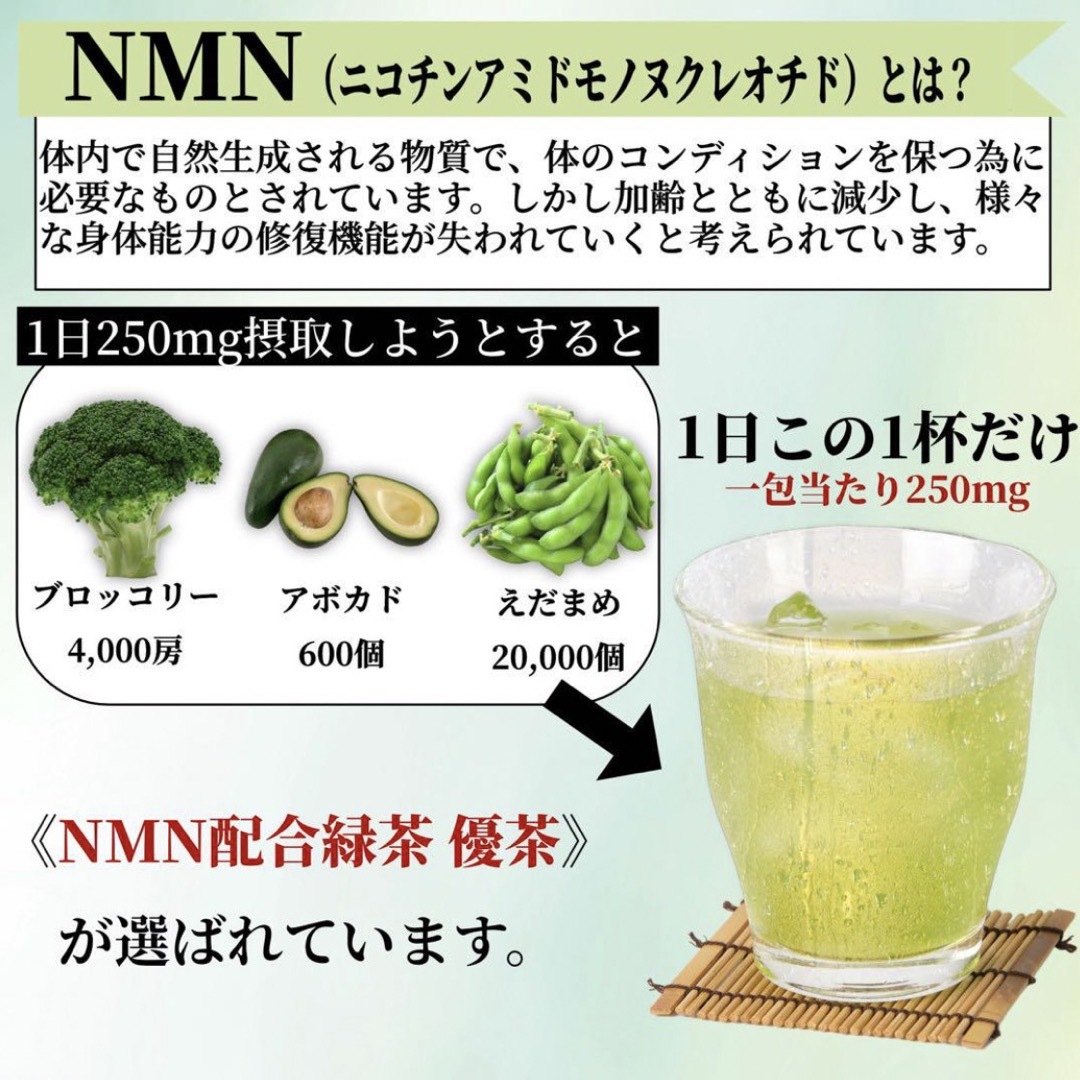 NMN配合緑茶 優茶 1ヶ月30日分 食品/飲料/酒の健康食品(その他)の商品写真