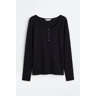 H&H - H&M  リブヘンリーネックトップス