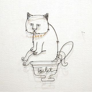 おトイレしている猫のワイヤーアート◎癒しのインテリアに(猫)