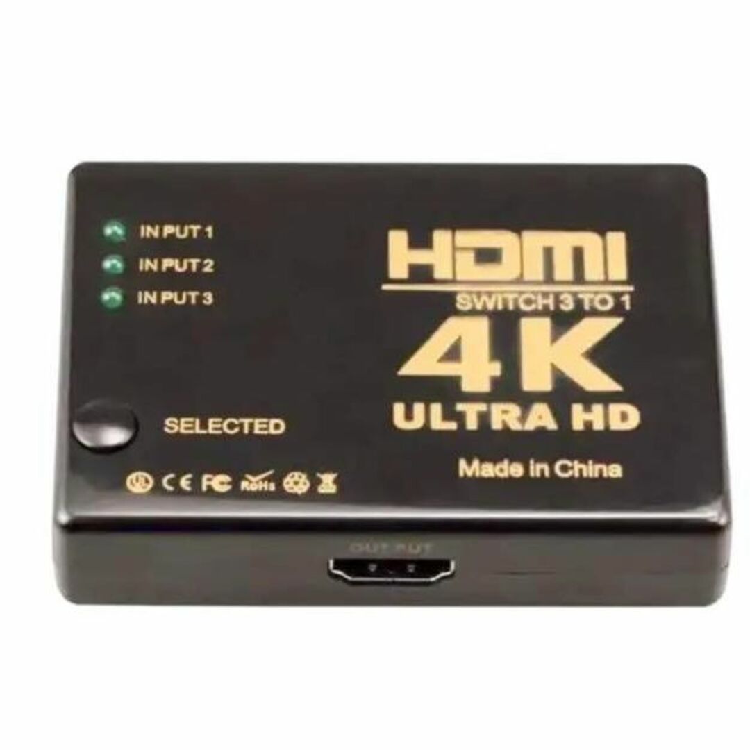 HDMI 切替器 4Kx2K HDMI分配器 セレクター 3入力 1出力 スマホ/家電/カメラのテレビ/映像機器(映像用ケーブル)の商品写真