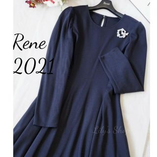 採寸美品　Rene ルネ　洗える　リネン　白襟　ドレス　ワンピース