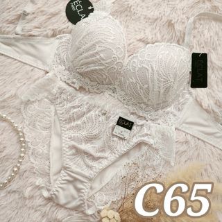 №506【C65】アイビーレースフラワーブラジャー&フルバックショーツ(ブラ&ショーツセット)