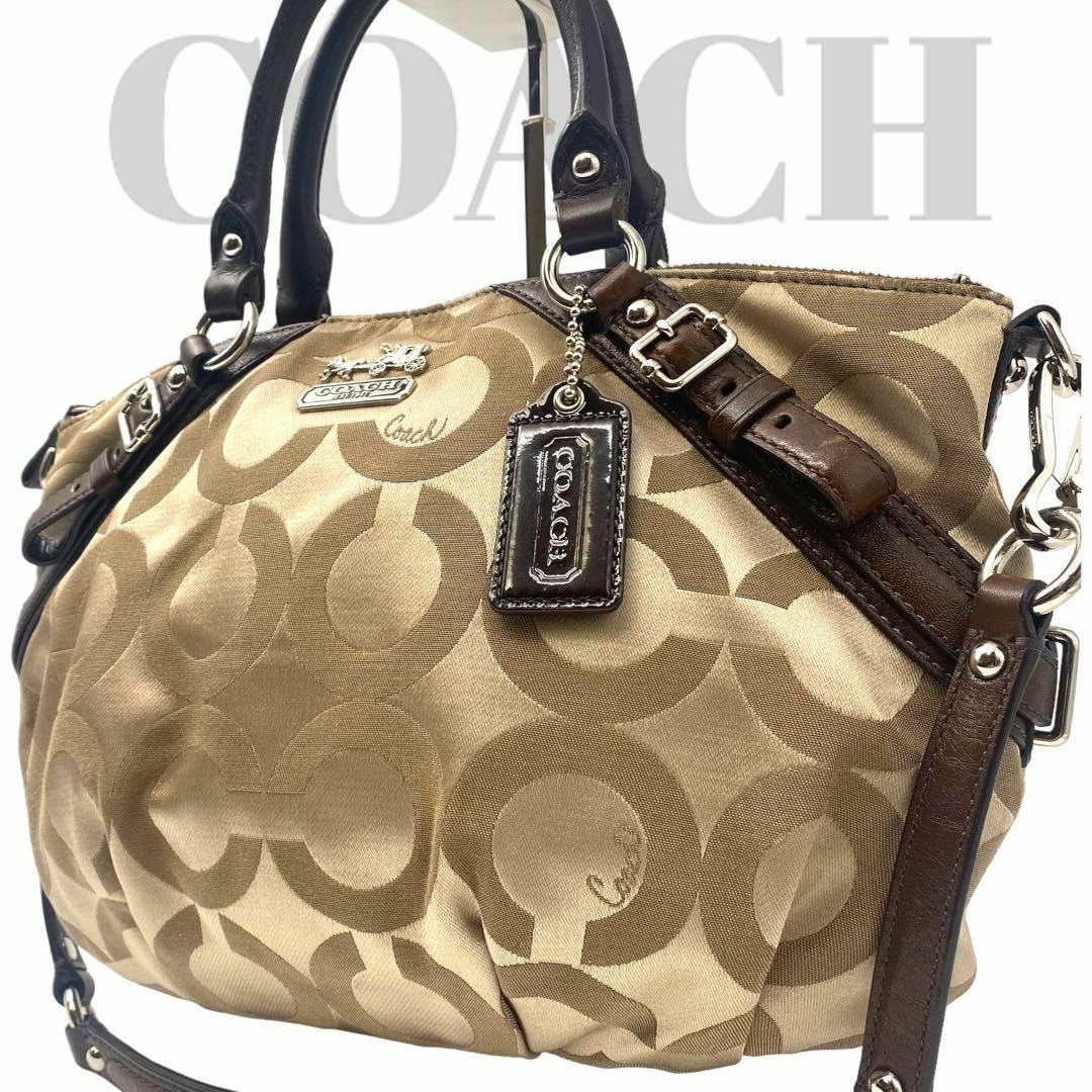 大容量★COACH 　コーチ　ショルダーバッグ　2WAY　ブラウン　オプアート発送匿名配送