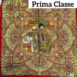 PRIMA CLASSE - 極美品 ★プリマクラッセ★ スカーフ 大判 ペイズリー 象 シルク ダークレッド