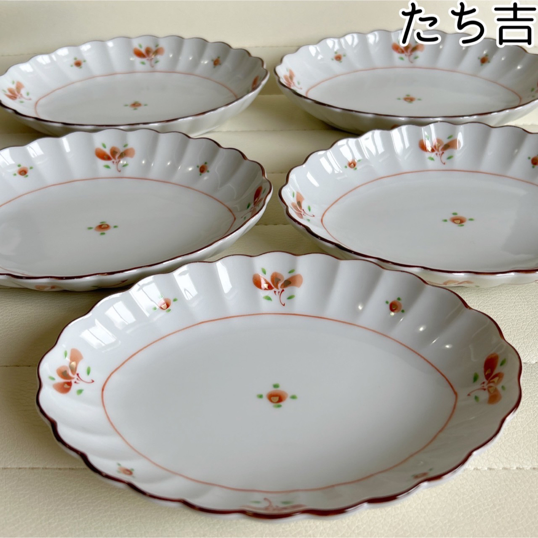 たち吉 - たち吉 菊割皿 楕円皿 5枚セット 赤絵 銘々皿 長皿 和 たち吉 - たち吉 菊割皿 楕円皿 5枚セット 赤絵 銘々皿 長皿 和