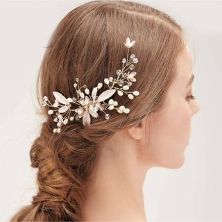 パール 髪飾り ビジュー ヘアアクセサリー 羽 ピン コーム