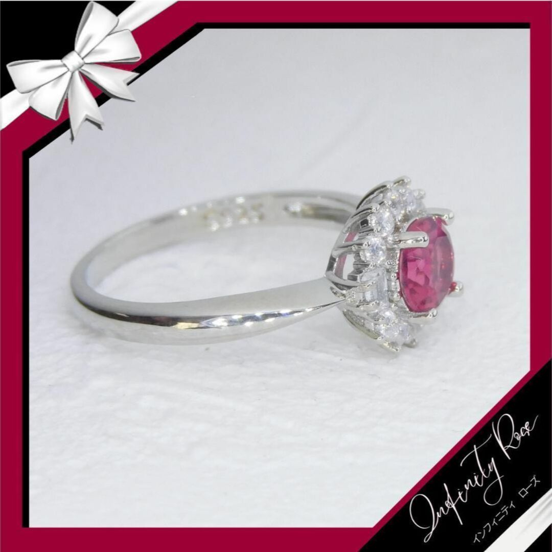 （R064S）21号　ローズピンクが素敵なコロンとクリスタルリング　爪留指輪 レディースのアクセサリー(リング(指輪))の商品写真