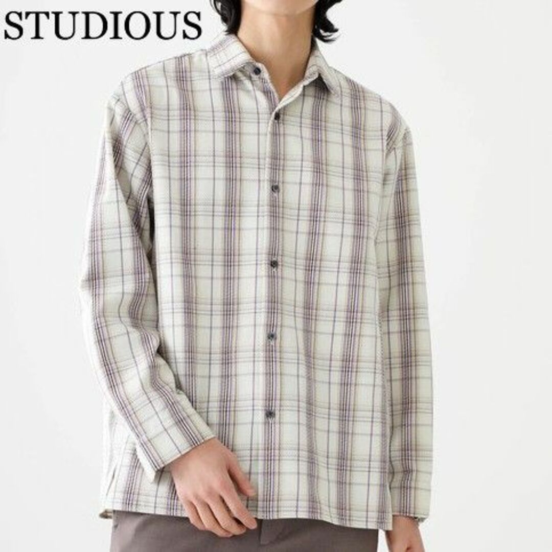 STUDIOUS(ステュディオス)の新品 STUDIOUS ステュディオス 立体ドビー織 チェックボックスシャツ S メンズのトップス(シャツ)の商品写真