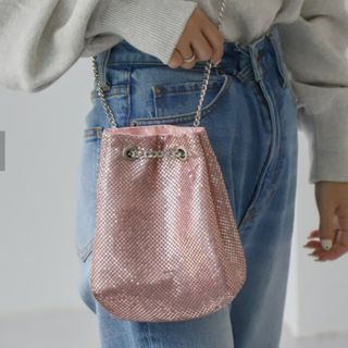 チャオパニックティピー(CIAOPANIC TYPY)の新品未使用 CIAOPANIC TYPY メタルメッシュ巾着BAG ピンク(ショルダーバッグ)