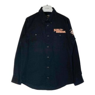 ハーレーダビッドソン(Harley Davidson)の★Harley-Davidson  ハーレーダビッドソン 刺繍 ボタンダウンシャツ 長袖 ブラック size:M(シャツ)