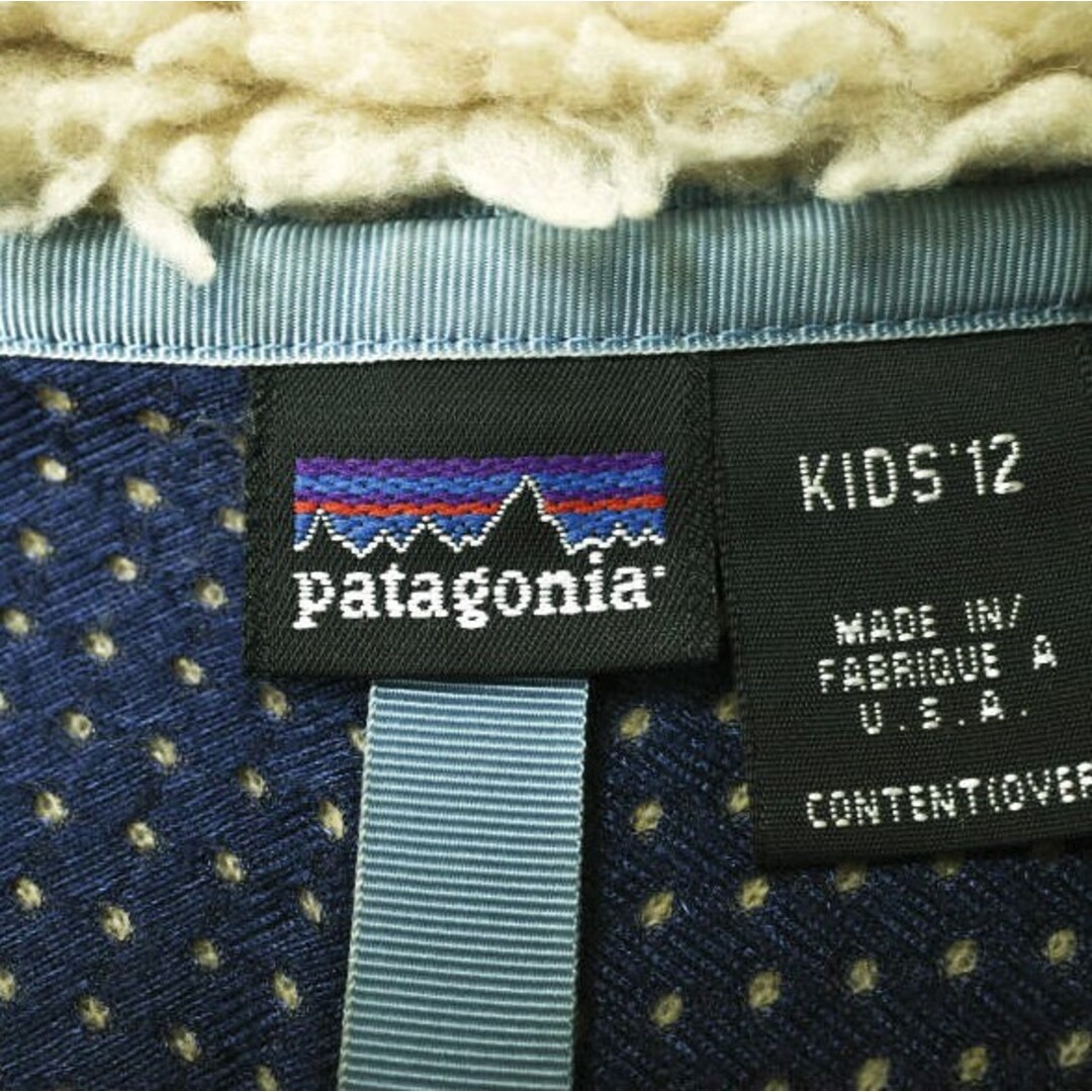 patagonia(パタゴニア)のPATAGONIA パタゴニア アメリカ製 2000年製 KID'S CLASSIC RETRO CARDIGAN クラシックレトロカーディガン 85557 KID'S 12 ナチュラル/ネイビー MADE IN USA 00AW ボア フリース ジャケット アウター【中古】【PATAGONIA】 レディースのジャケット/アウター(ブルゾン)の商品写真