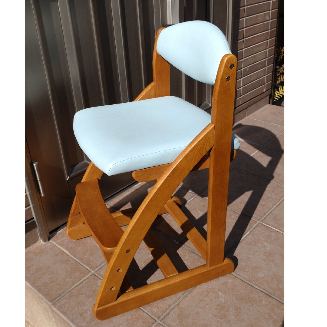 浜本工芸　オーク　ナラ　高さ調整可能　学習椅子 チェア キャスター　皇室御用達440〜530mm