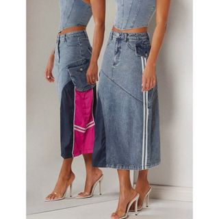 シーイン(SHEIN)のデニムスカート ロングスカート デザインデニム 新品✮ お洒落✮ (ロングスカート)