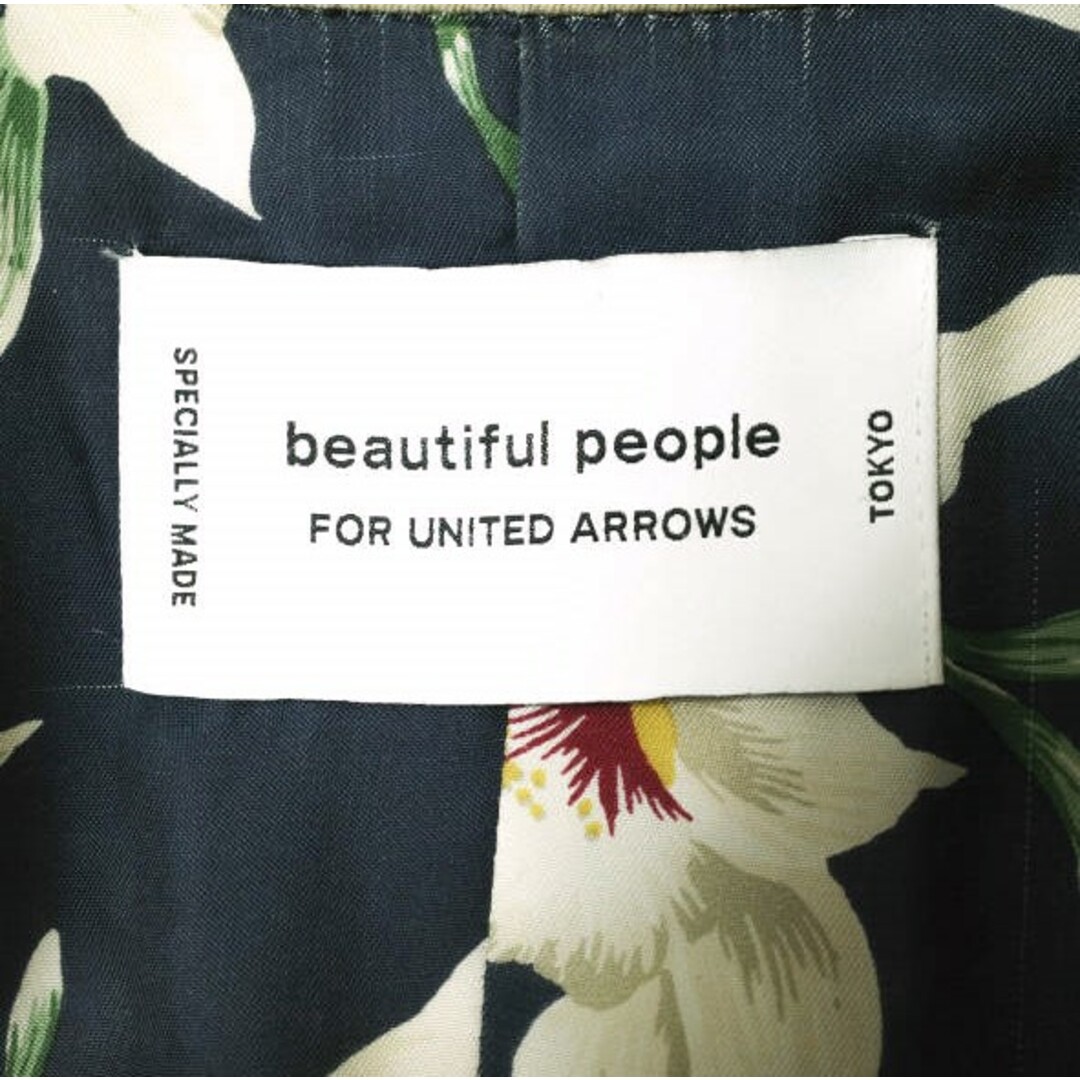 beautiful people(ビューティフルピープル)のbeautiful people x UNITED ARROWS ビューティフルピープル ユナイテッドアローズ 別注 日本製 コットンツイルトレンチコート 1351103402 140 ベージュ 裏地花柄 アウター【中古】【beautiful people × UNITED ARROWS】 レディースのジャケット/アウター(トレンチコート)の商品写真