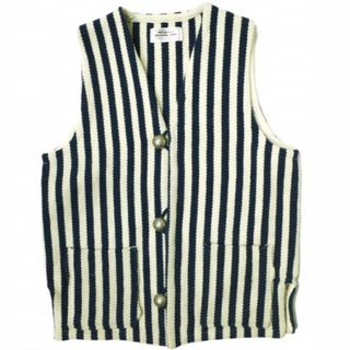 TRUJILLO'S トルフィリオス アメリカ製 Stripe Chimayo Vest Square Front ストライプ ラグベスト 表記無し(S程度) NAVY/NATURAL ジレ MADE IN USA コンチョボタン チマヨ トップス【中古】【TRUJILLO'S】(ベスト)