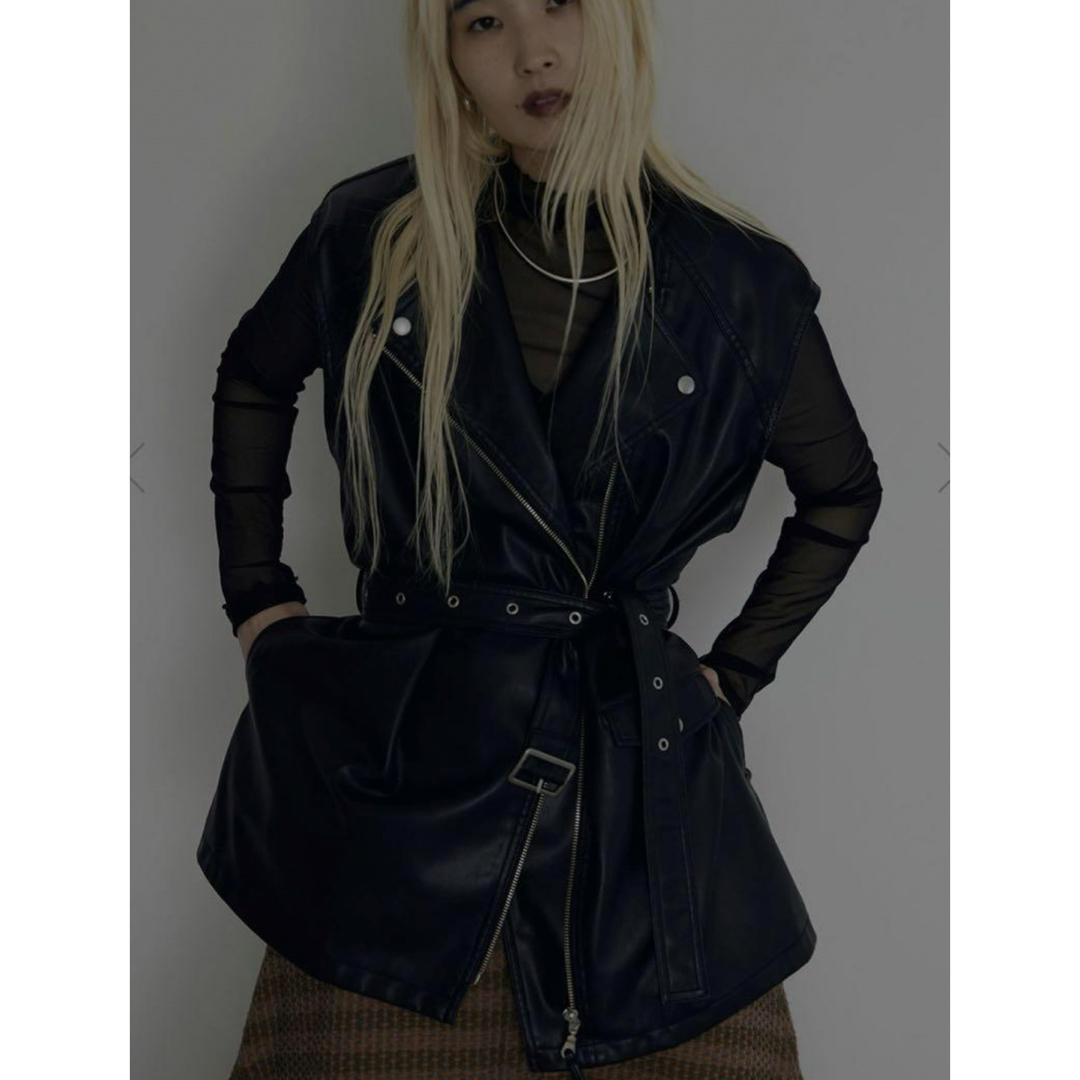 Ameri VINTAGE - RIDERS FAKE LEATHER VEST JACKET ブラックの通販 by Ameri VINTAGE - RIDERS FAKE LEATHER VEST JACKET ブラックの通販 by
