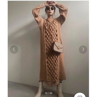 アメリヴィンテージ(Ameri VINTAGE)のLAYERED MESH KNIT DRESS(ロングワンピース/マキシワンピース)