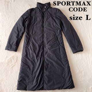 スポーツマックス(SPORTMAX（MAX MARA）)の【美品】スポーツマックスコード　ロングコート　フロントファスナー　ブラック　L(ロングコート)