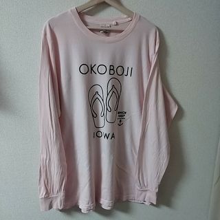 ヴィンテージ(VINTAGE)の古着 U.S.VINTAGE ロンT　ピンク　XLサイズ　OKOBOJIIOWA(Tシャツ/カットソー(七分/長袖))