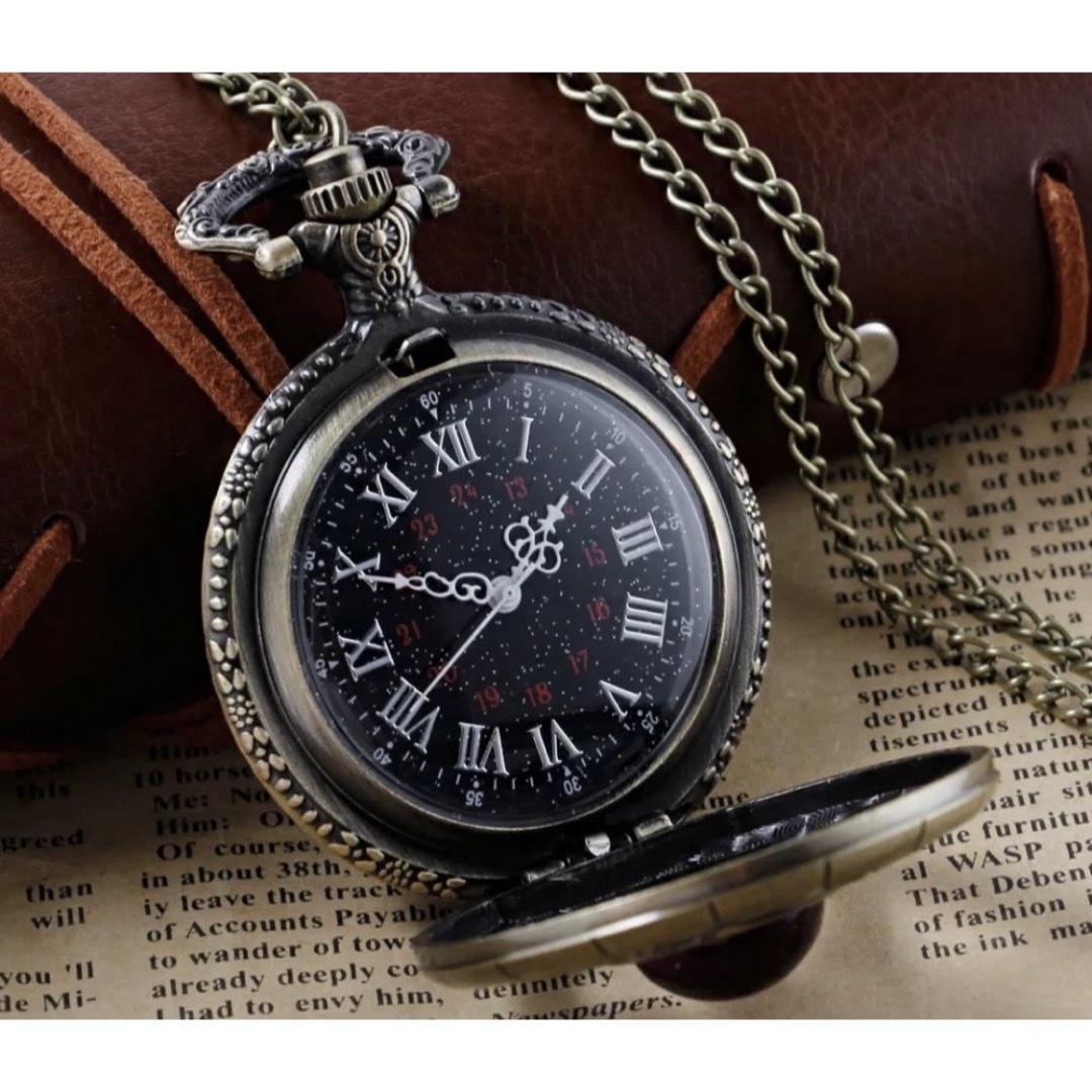 懐中時計 八芒星 パープルジュエリー アンティーク風 チェーン付き 文字盤 メンズの時計(その他)の商品写真