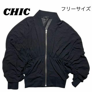 CHIC 黒ジャンパー【シフォン薄手で春夏秋におすすめ】(ブルゾン)