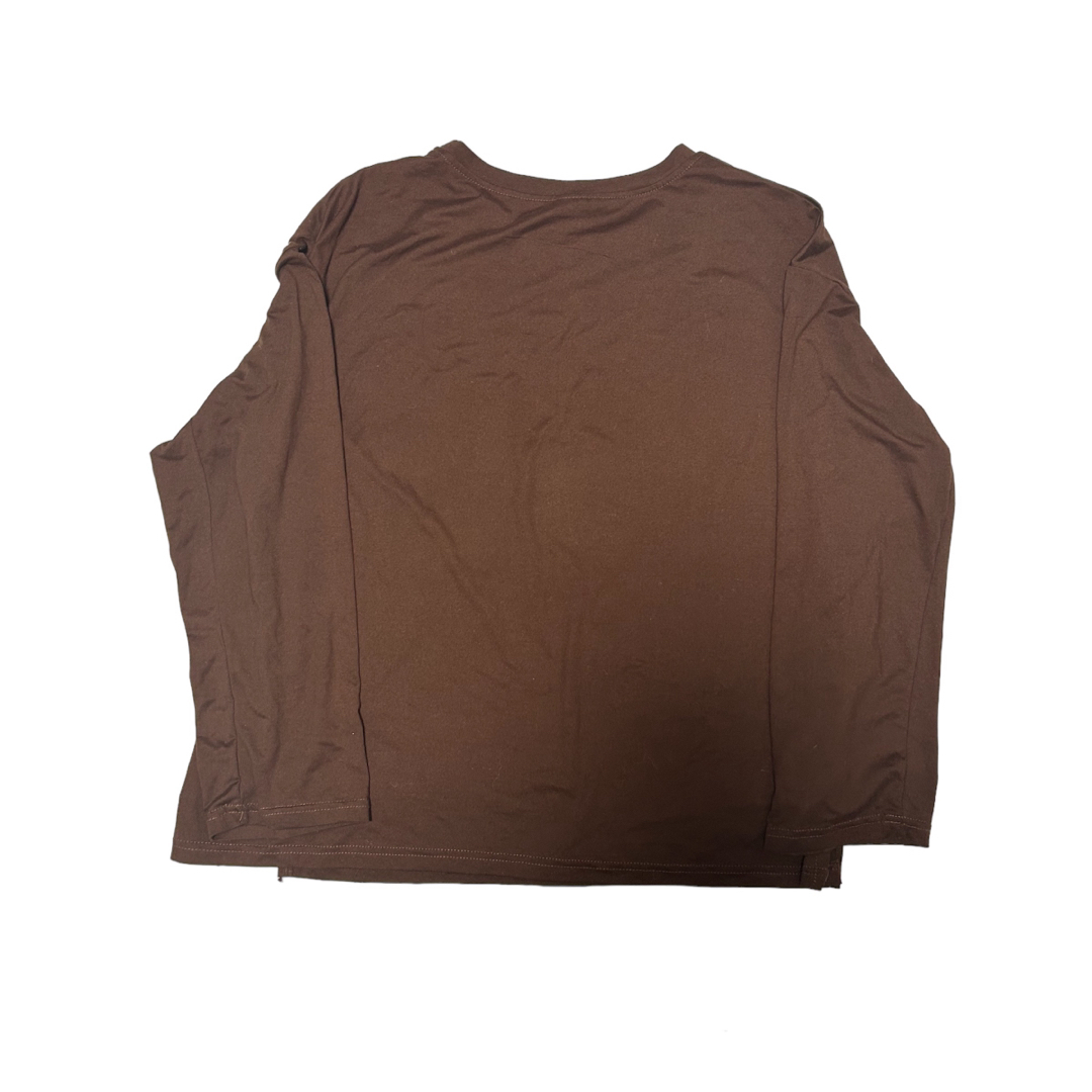 JiNliANGTENGdA 長袖　カットソー　Tシャツ　ブラウン レディースのトップス(Tシャツ(長袖/七分))の商品写真