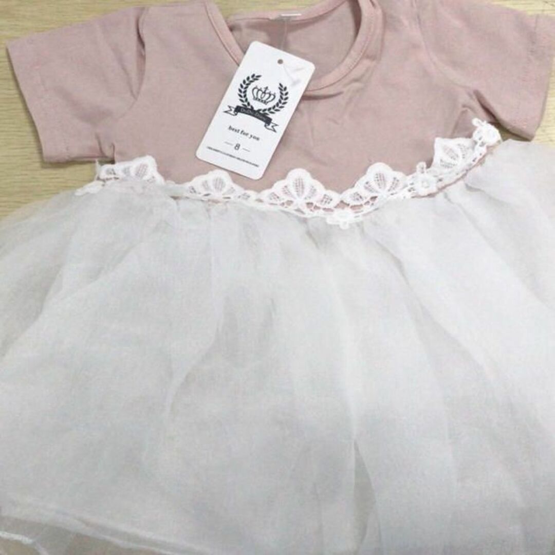 80cm♡Tシャツ生地のチュールワンピースピンクベビードレス 結婚式誕生日 キッズ/ベビー/マタニティのベビー服(~85cm)(セレモニードレス/スーツ)の商品写真