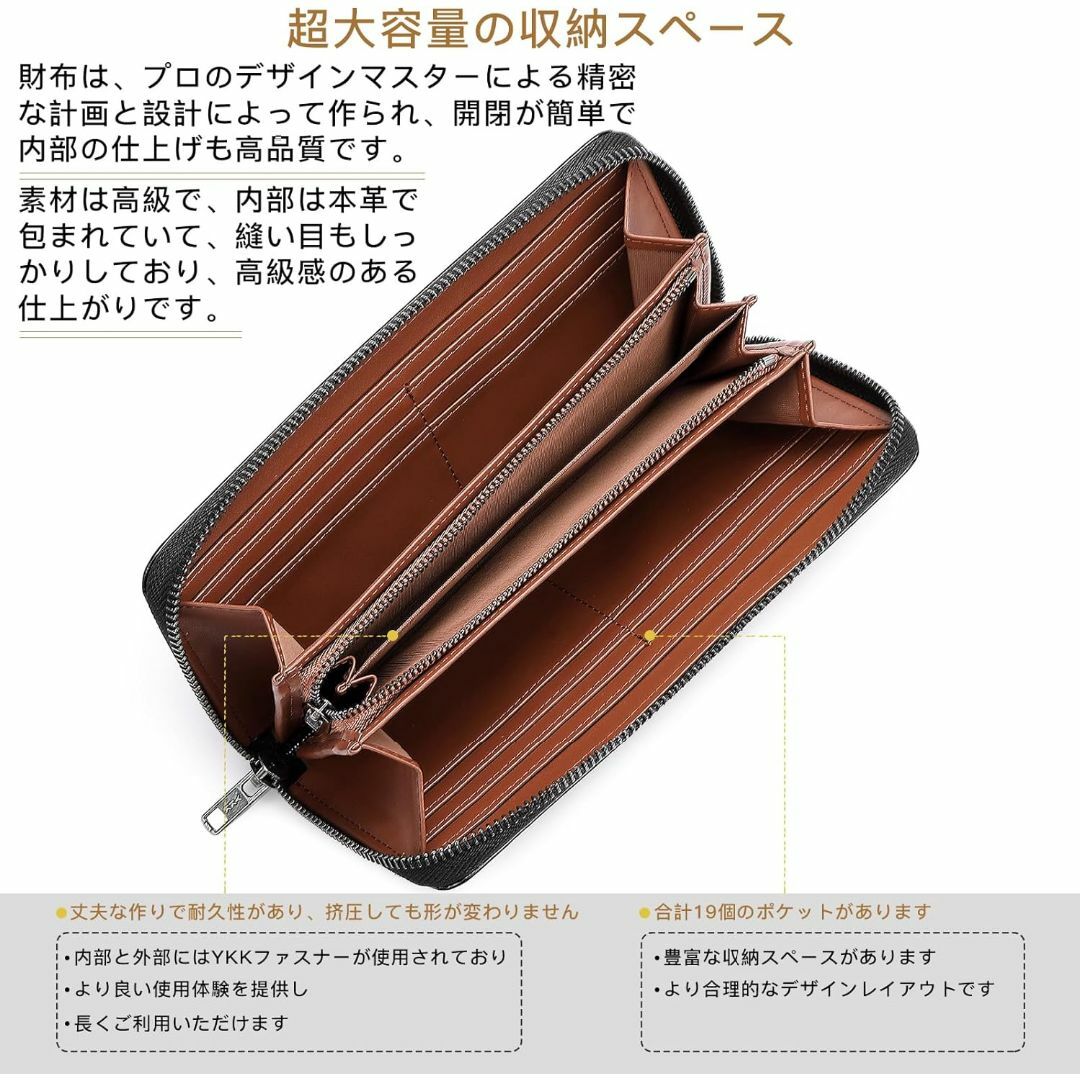  財布 メンズ 長財布 高級レザー 一流の財布職人が作る 紳士用 ビジネス スタ メンズのファッション小物(長財布)の商品写真