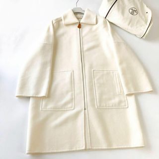 エルメス(Hermes)の美品エルメスHERMES カシミヤ100%ステンカラーロングコートジャケットXL(ロングコート)