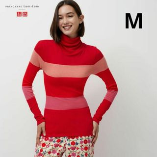 ユニクロ(UNIQLO)のヒートテックシームレスリブタートルネックT（極暖・長袖）M　プリンセスタムタムR(Tシャツ(長袖/七分))