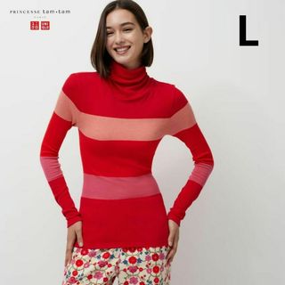 ユニクロ(UNIQLO)のヒートテックシームレスリブタートルネックT（極暖・長袖）L　プリンセスタムタムR(Tシャツ(長袖/七分))