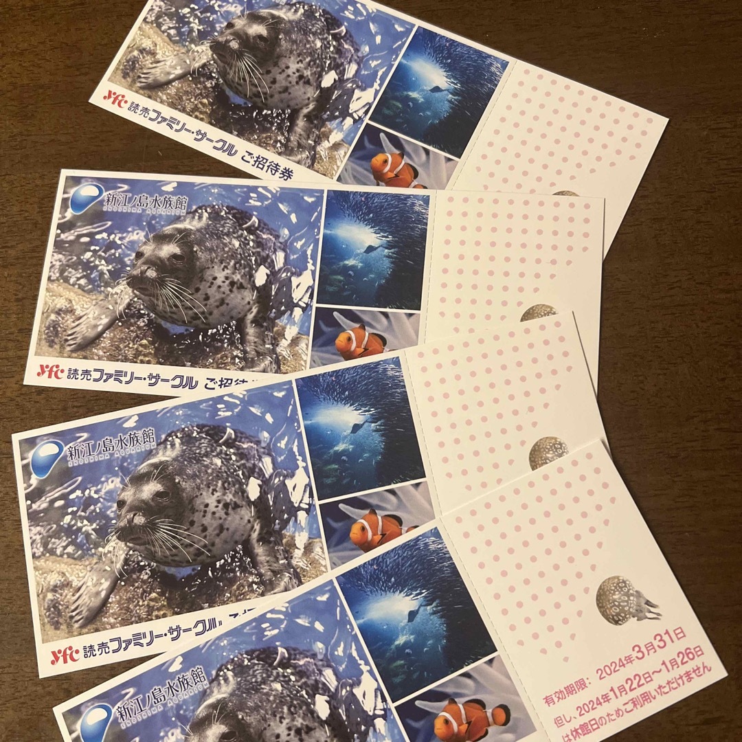 新江ノ島水族館招待券4枚 チケットの施設利用券(水族館)の商品写真