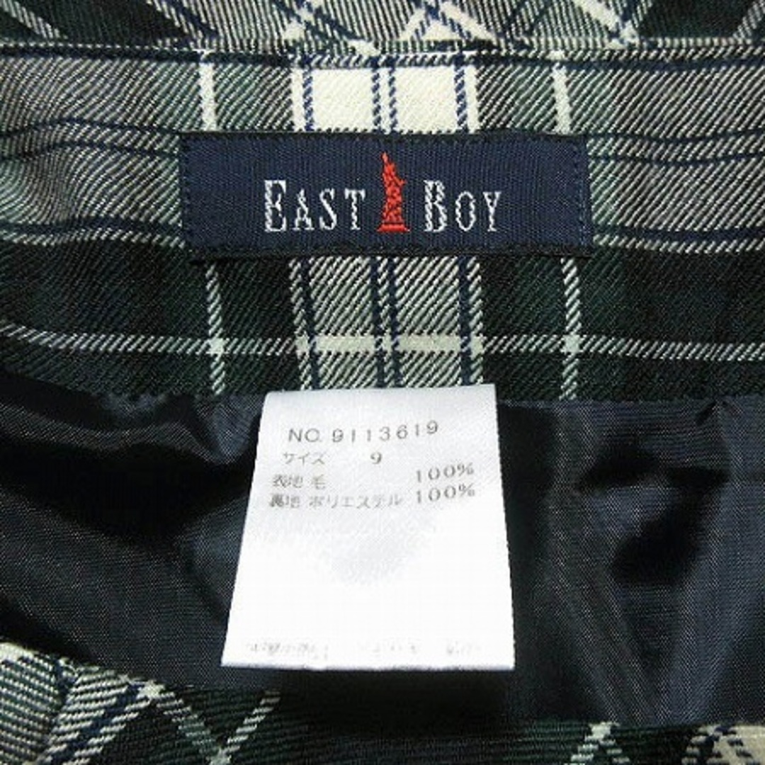 EASTBOY(イーストボーイ)のイーストボーイ EAST BOY スカート ひざ丈 チェック ウール 緑 9 レディースのスカート(ひざ丈スカート)の商品写真