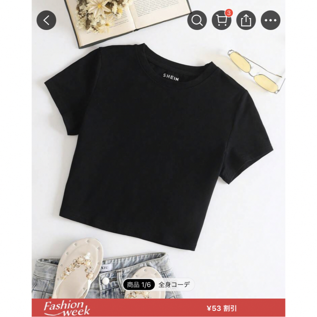 SHEIN Tシャツ レディースのトップス(Tシャツ(半袖/袖なし))の商品写真