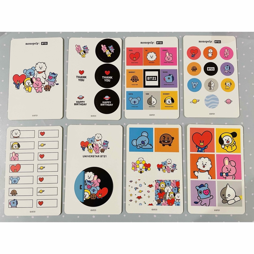 BT21(ビーティーイシビル)のBTS BT21 monopoly ステッカー 8枚セット インテリア/住まい/日用品の文房具(シール)の商品写真